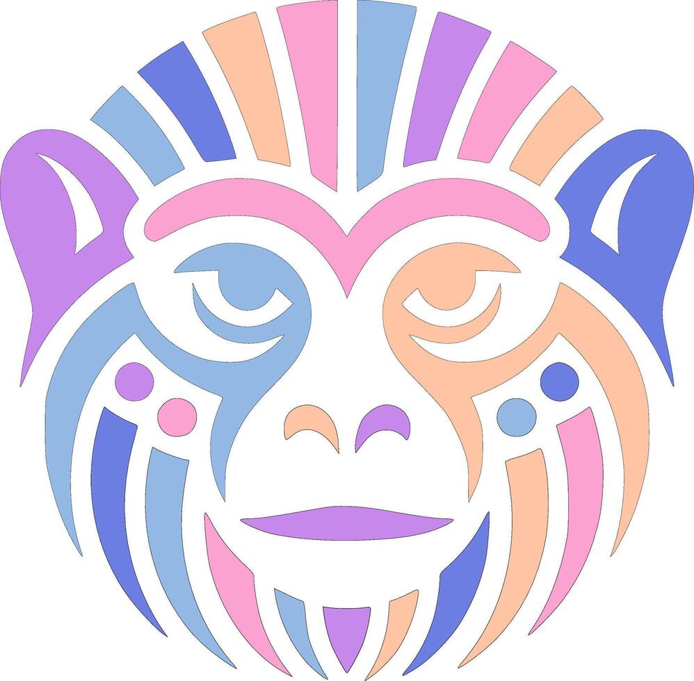 Mystical Stylized Tribal Siamang Face Design vector