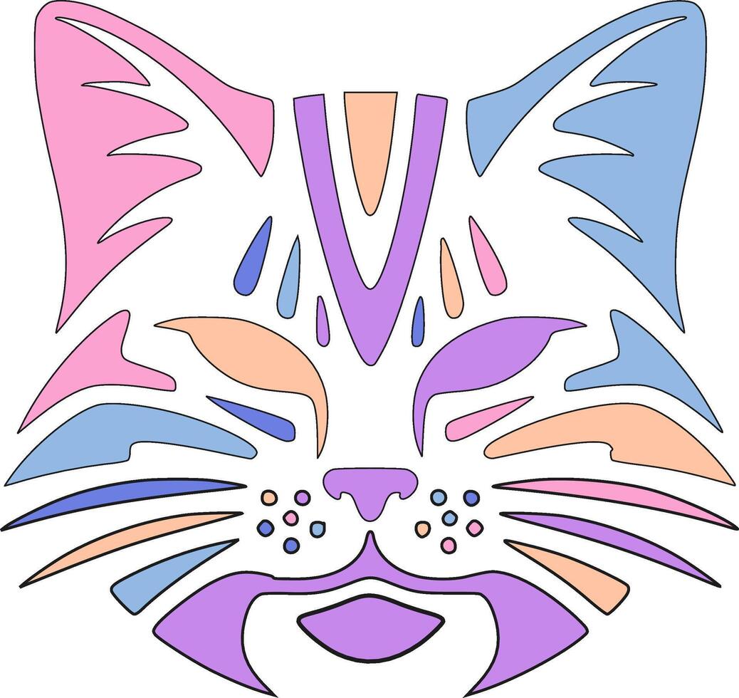 Tribal Sand Cat Face Design vector