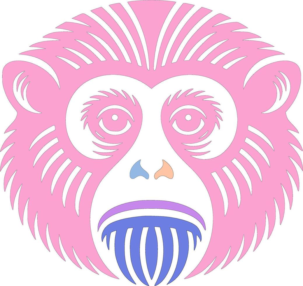Ancient Western Hoolock Gibbon Face Design vector