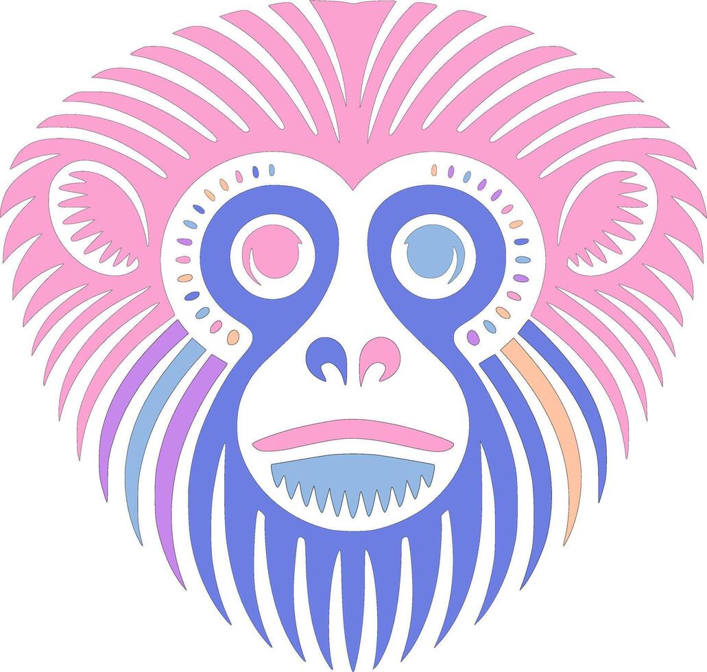 Mystical Western Hoolock Gibbon Face Design vector