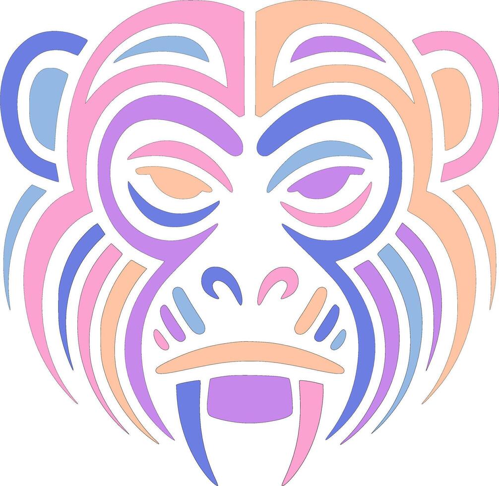 Ancient Tribal Redhanded Howler Face Design vector