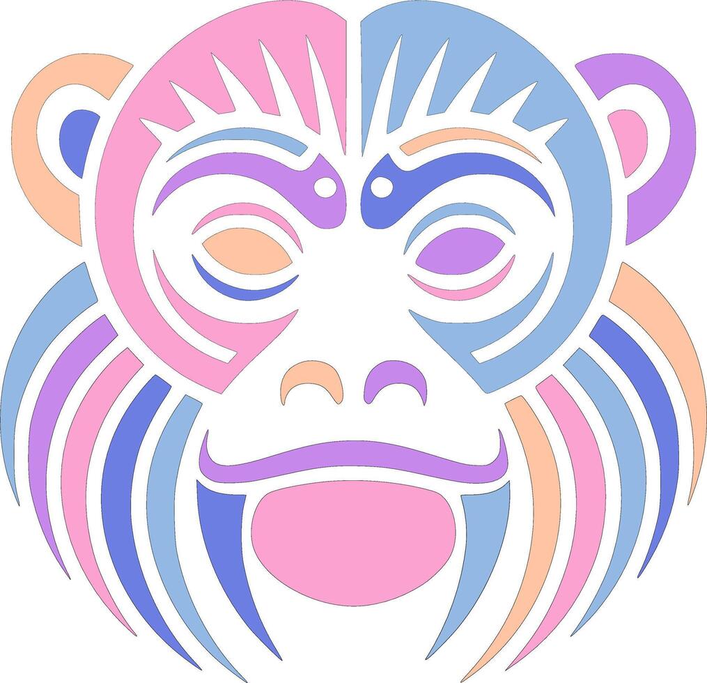 Mystical Tribal Redhanded Howler Face Design vector