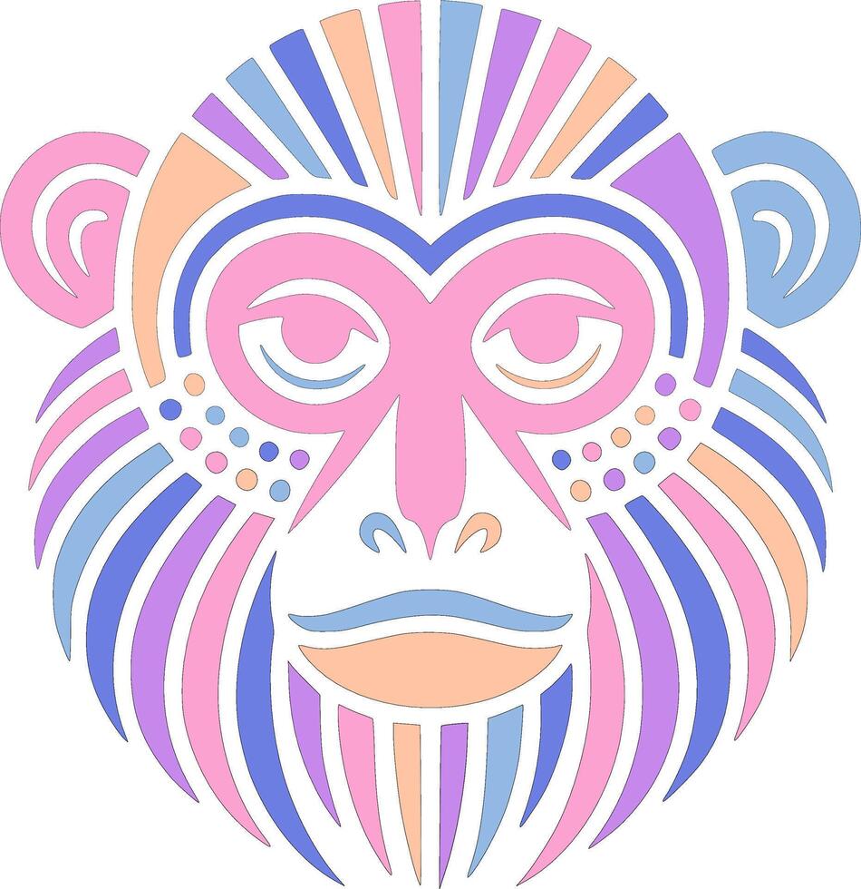 Tribal Mantled Howler Face Design vector