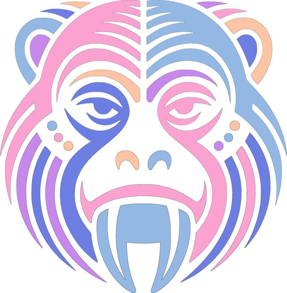 Ancient Tribal Mantled Howler Face Design vector