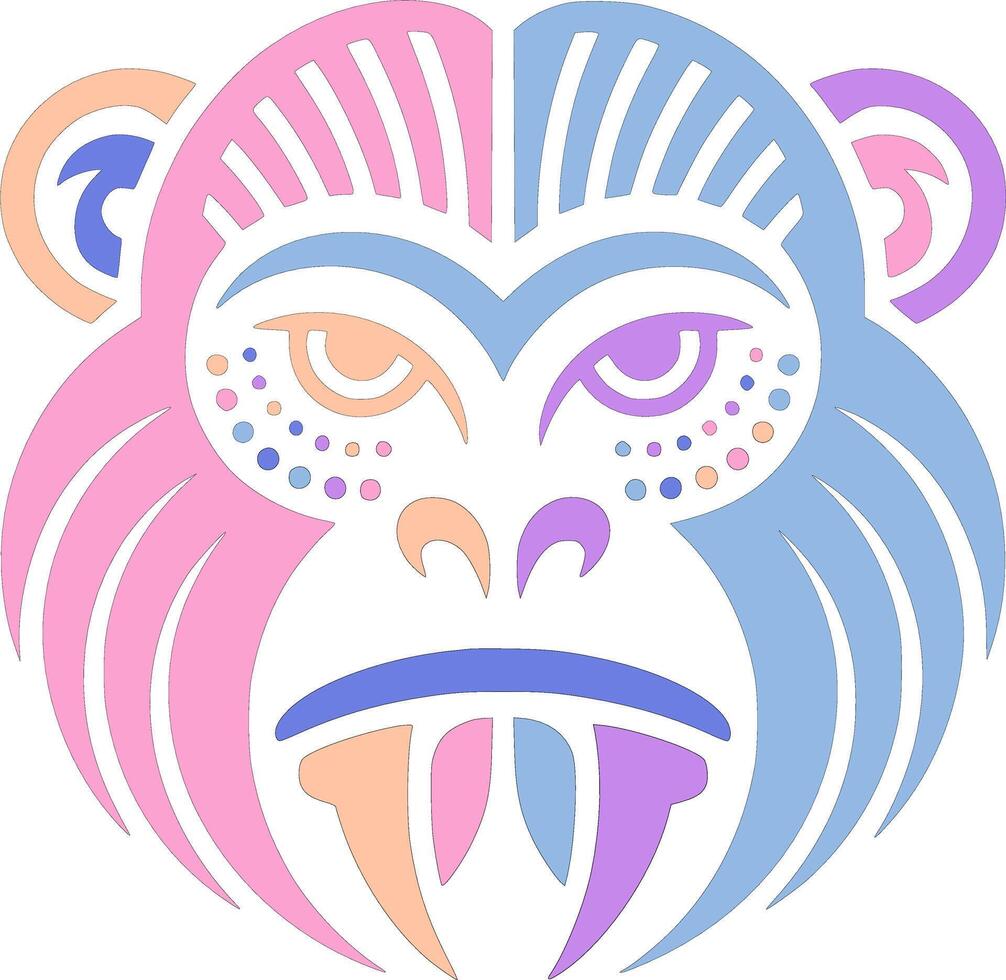 Decorated Tribal Howler Monkey Face Design vector