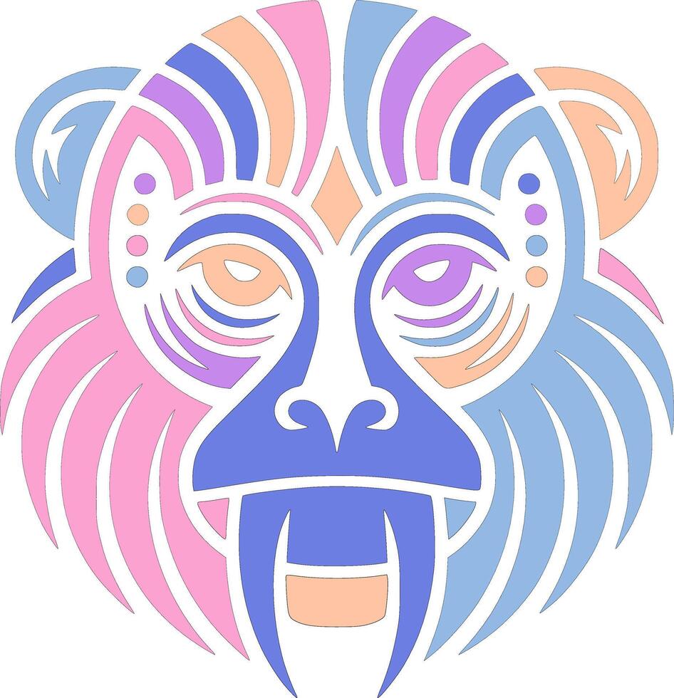 Iconic Tribal Redhanded Howler Face Design vector