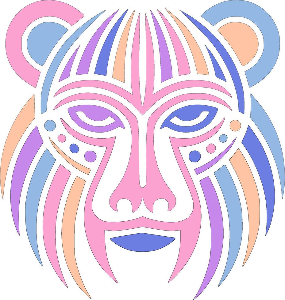 Iconic Tribal Mantled Howler Face Design vector