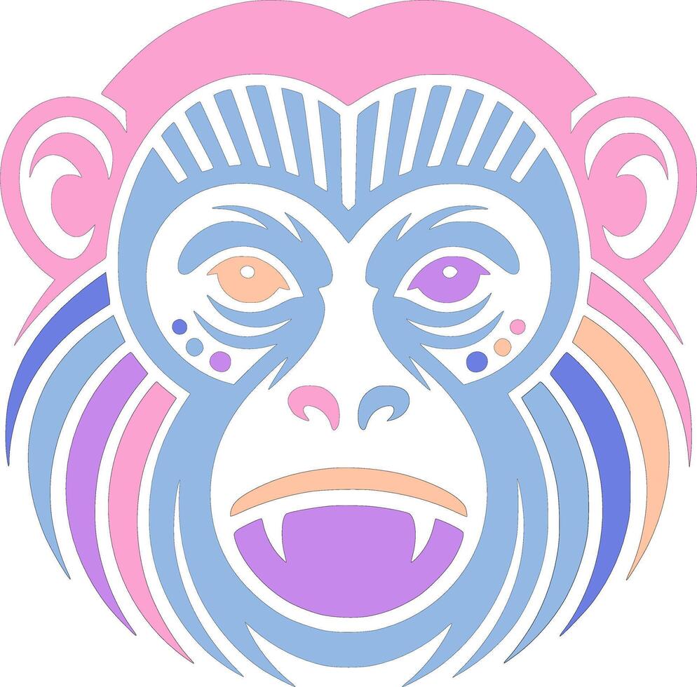 Fierce Tribal Howler Monkey Face Design vector