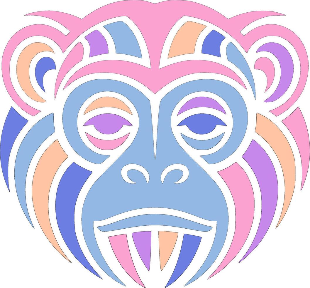 Sacred Tribal Howler Monkey Face Design vector