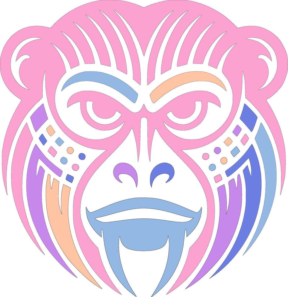 Mystical Tribal Mantled Howler Face Design vector