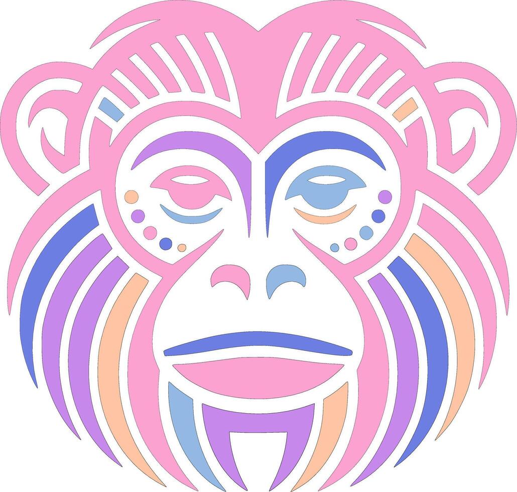 Elegant Tribal Howler Monkey Face Design vector