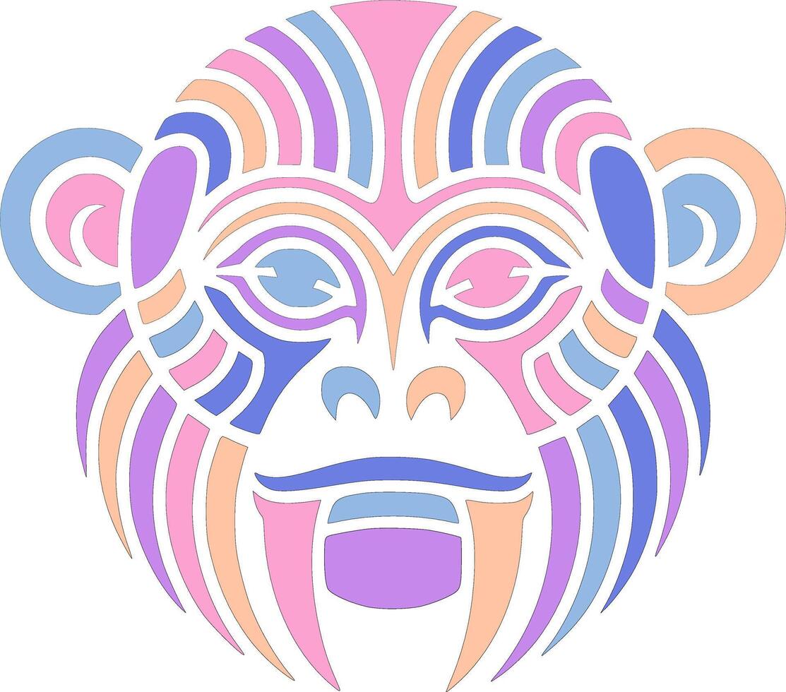 Elegant Stylized Tribal Uakari Face Design vector