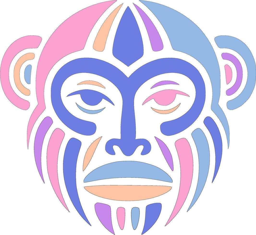 Iconic Tribal Woolly Monkey Face Design vector