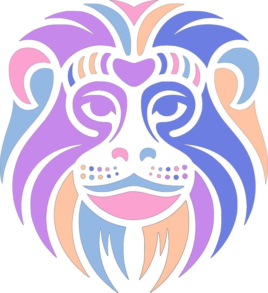 Ancient Golden Lion Tamarin Face Design vector