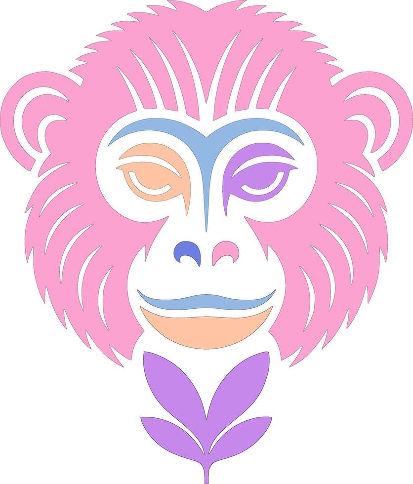 Ancient Tribal Woolly Monkey Face Design vector