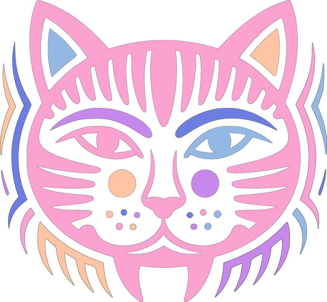 Tribal Flatheaded Cat Face Design vector