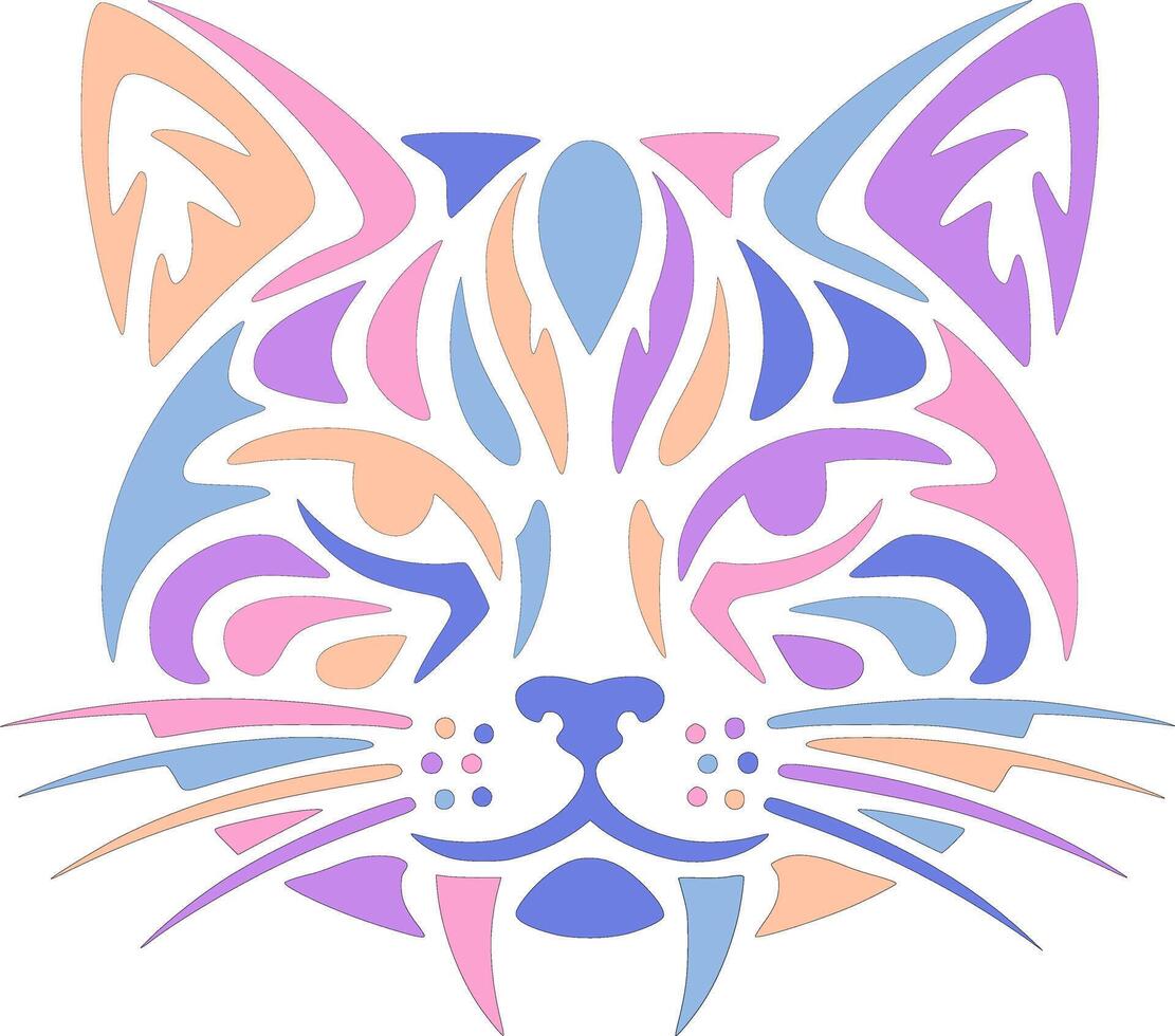 Sacred Tribal Marbled Cat Face Design vector
