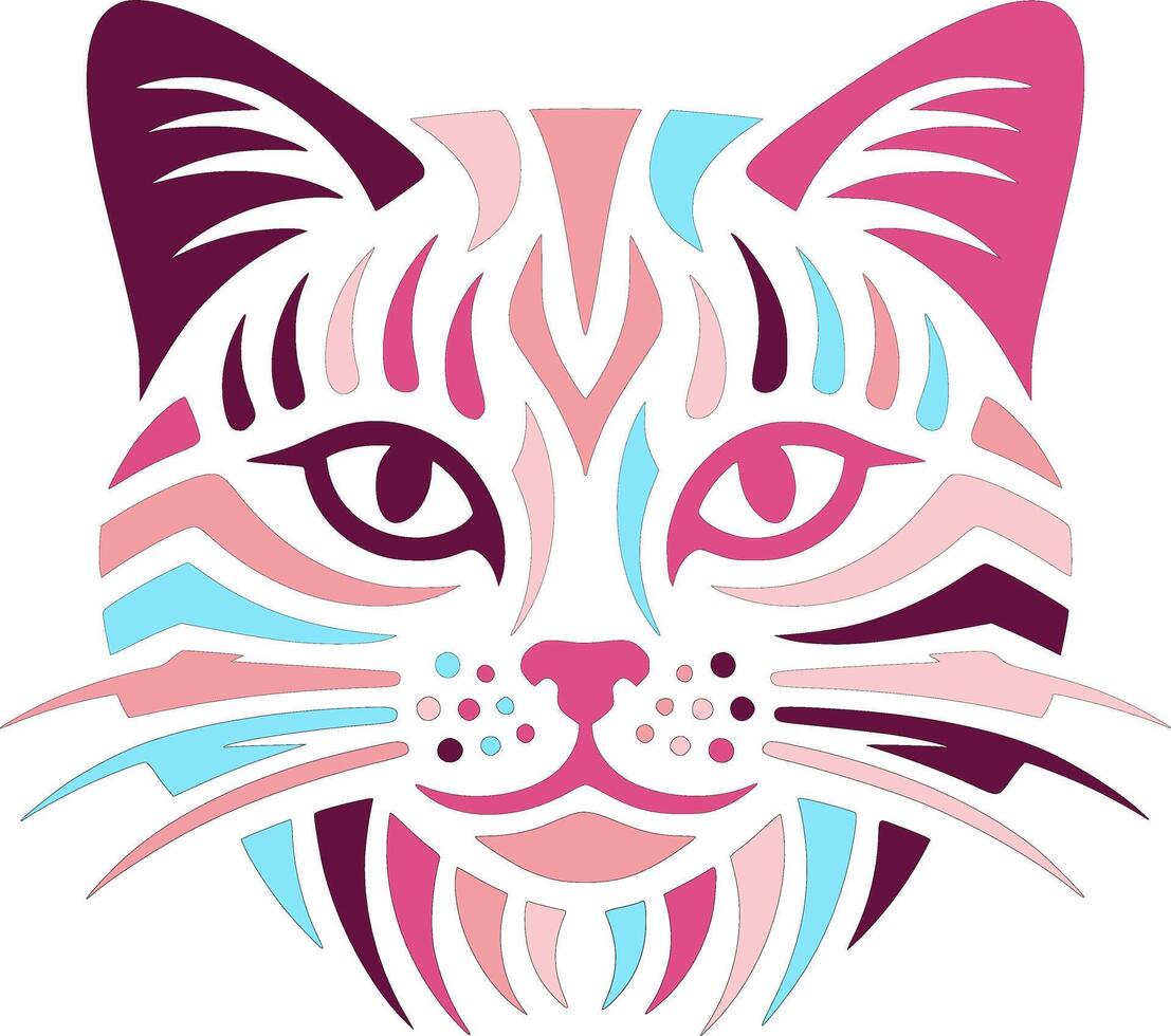 Mystical Tribal Blackfooted Cat Face Design vector