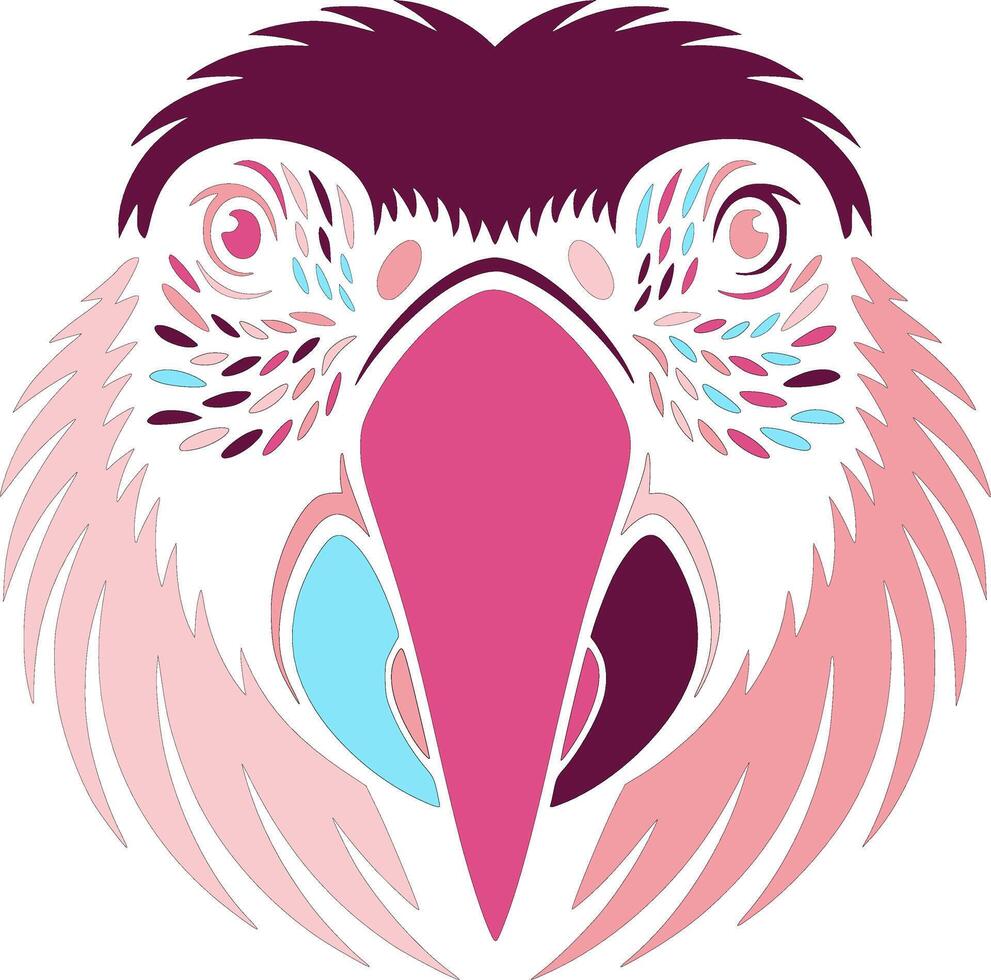 Iconic Stylized Tribal Macaw Face Design vector