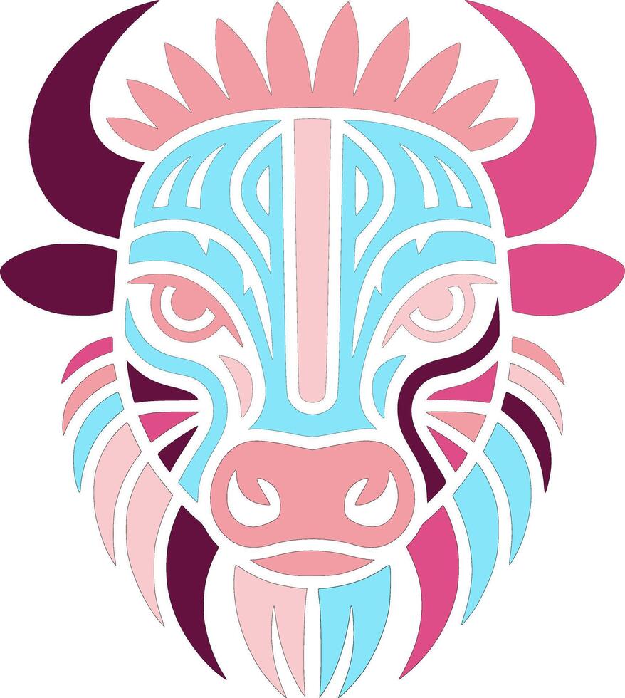 Abstract Bison Head Tribal Art Design vector