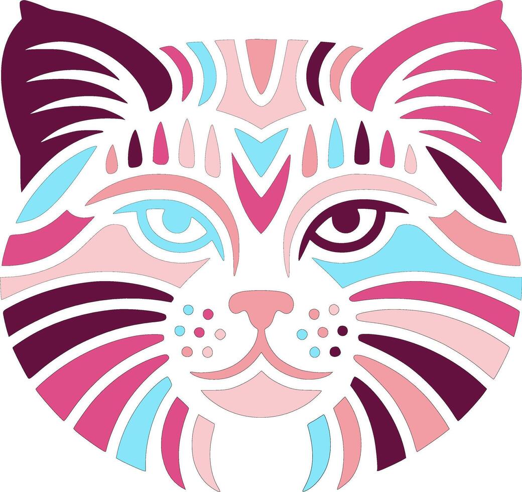 Iconic Tribal Pallass Cat Face Design vector