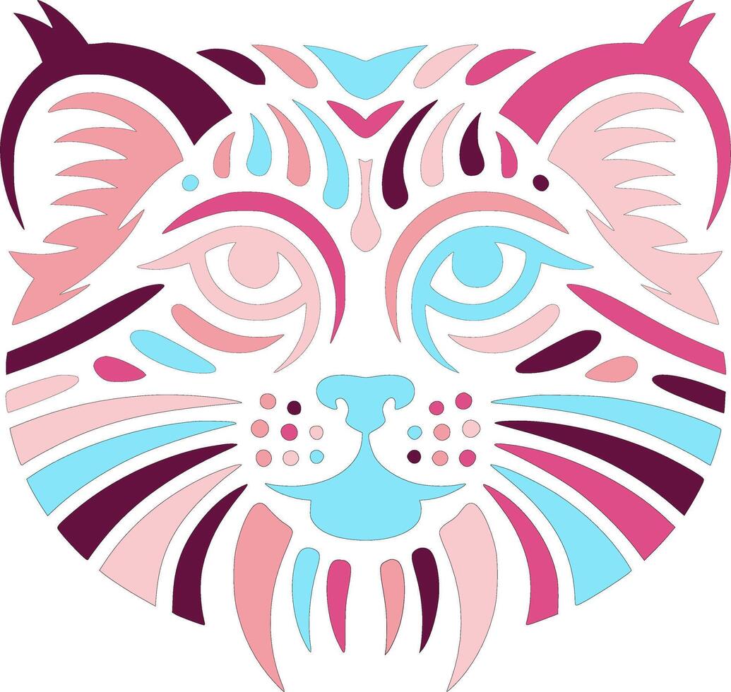 Ancient Tribal Pallass Cat Face Design vector
