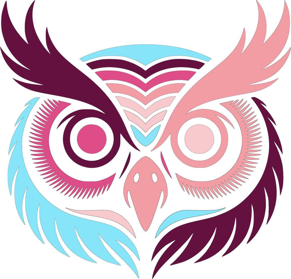 Mystical Stylized Tribal Owl Face Design vector