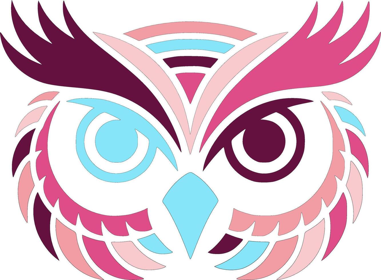 Ancient Stylized Tribal Owl Face Design vector