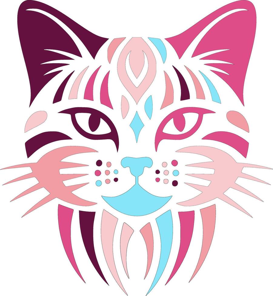 Iconic Tribal Blackfooted Cat Face Design vector