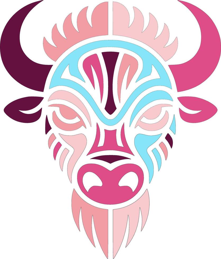 Abstract Pink Bison Head Design vector
