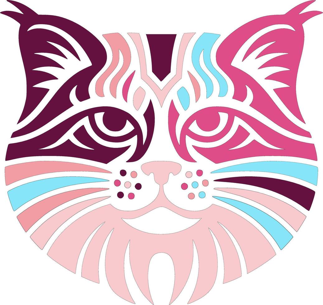 Tribal Pallass Cat Face Design vector