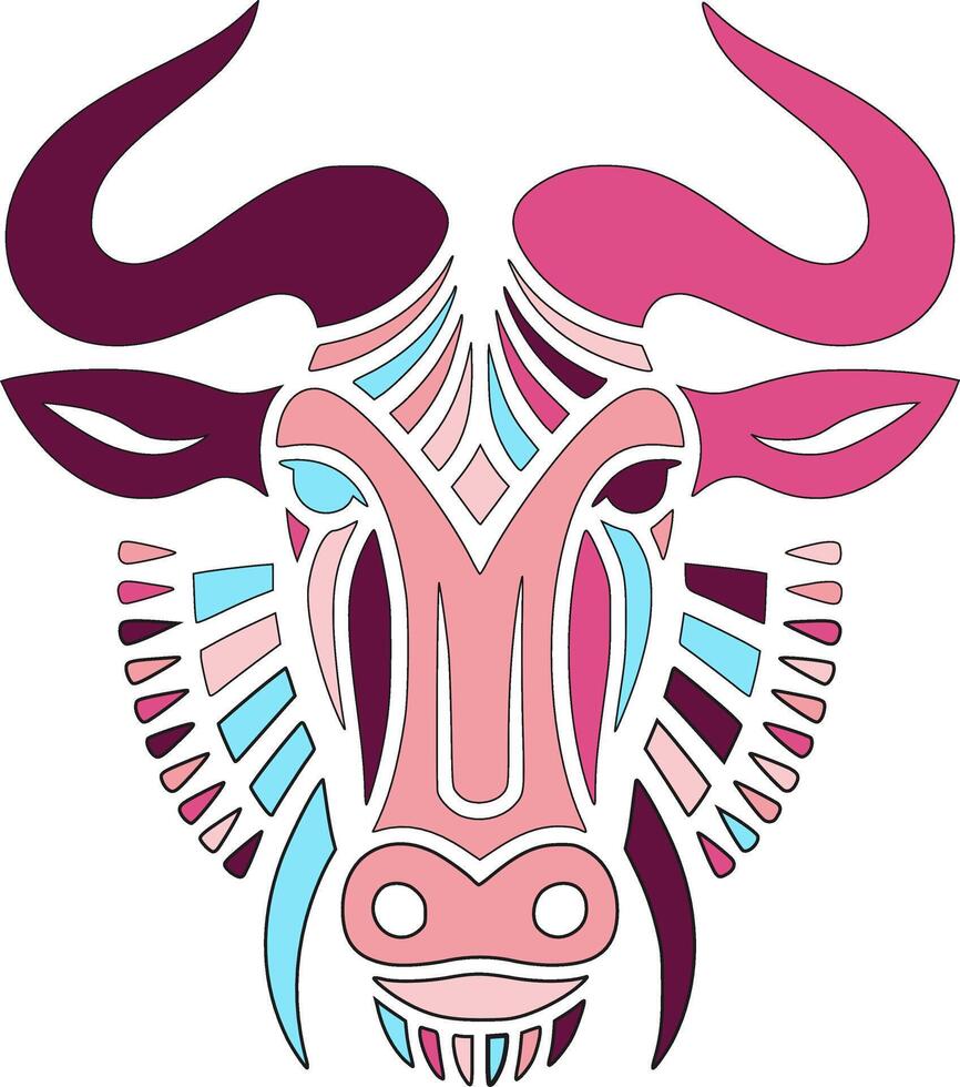 A cow with a pink nose and horns vector
