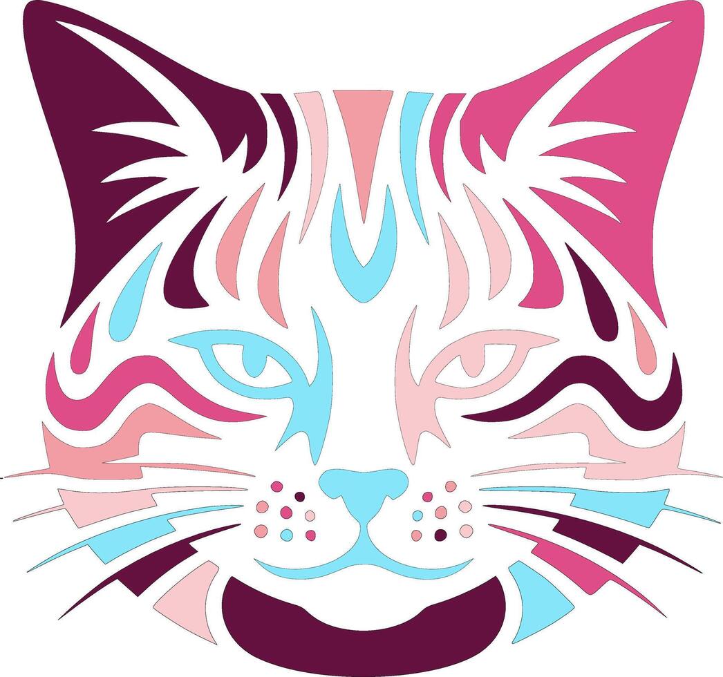 Ancient Tribal Sand Cat Face Design vector