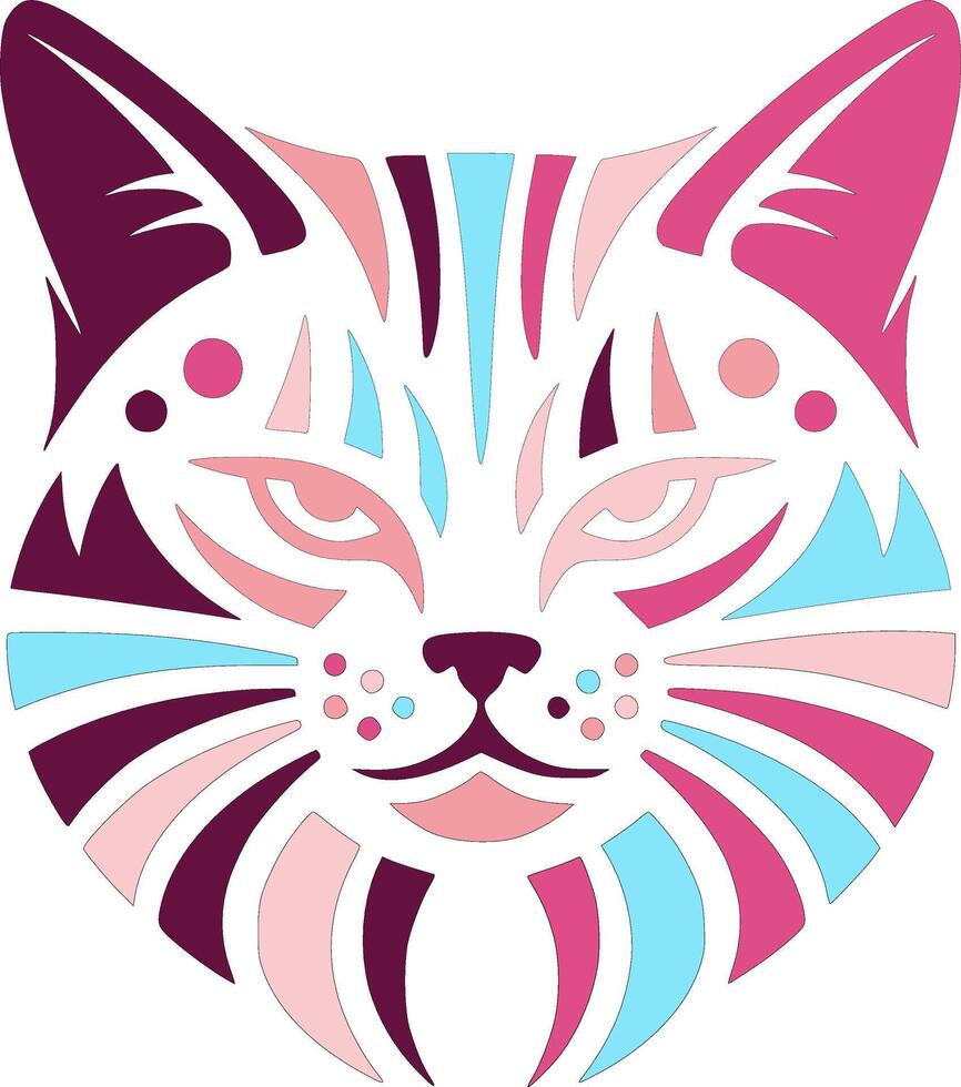 Mystical Tribal Sand Cat Face Design vector