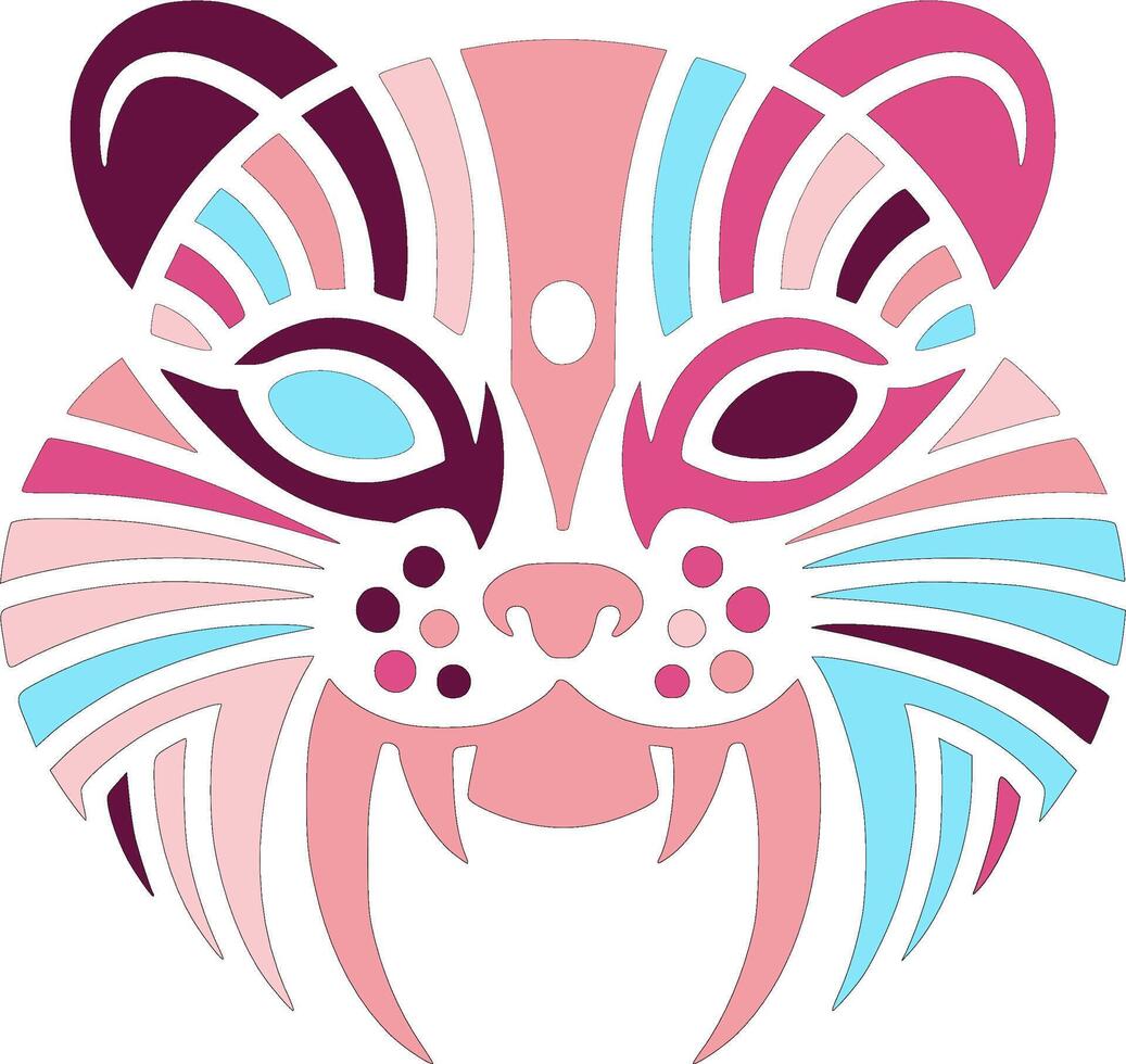 Decorated Stylized Tribal Polecat Face Design vector
