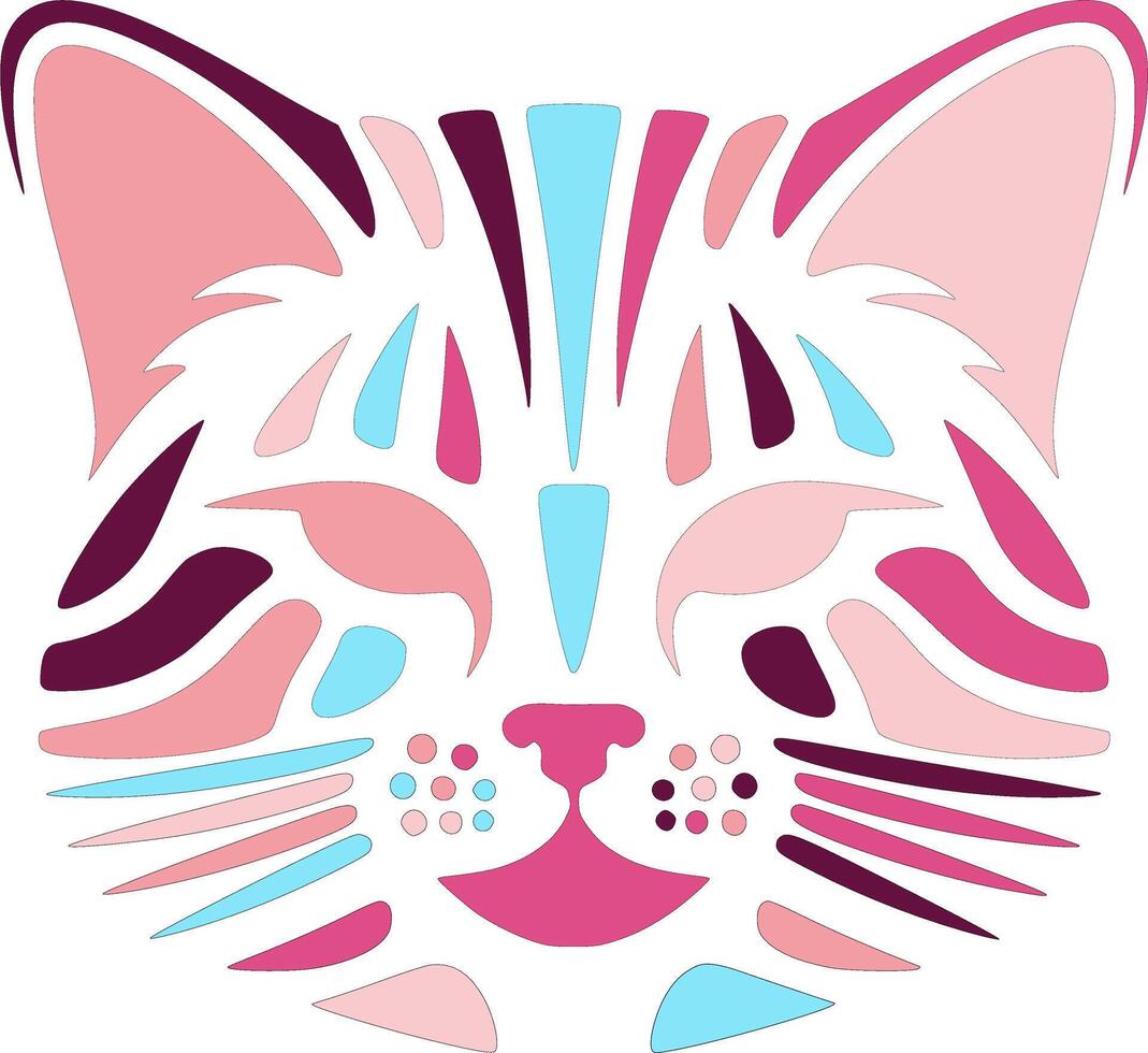 Iconic Tribal Sand Cat Face Design vector