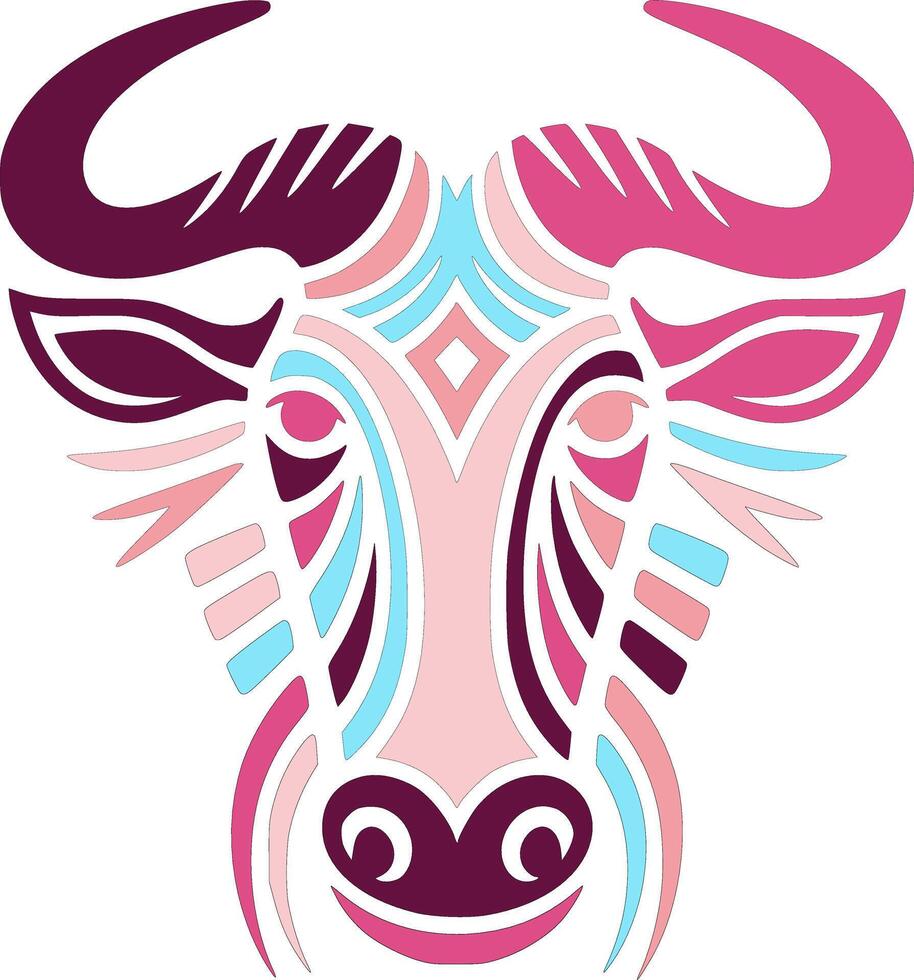 Abstract Colorful Wildebeest Head vector