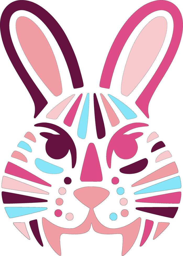 Iconic Tribal Pygmy Rabbit Face Design vector