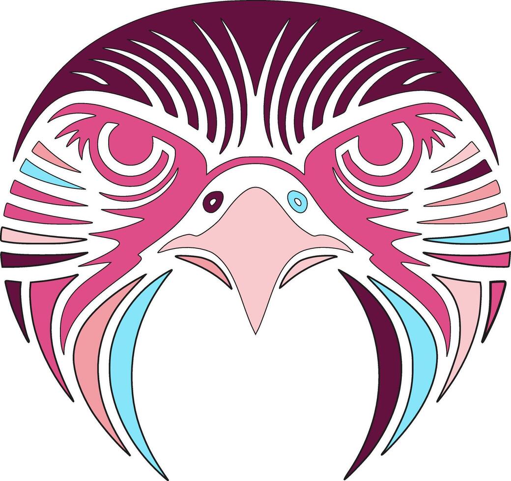 Stylized Tribal Falcon Face Design vector