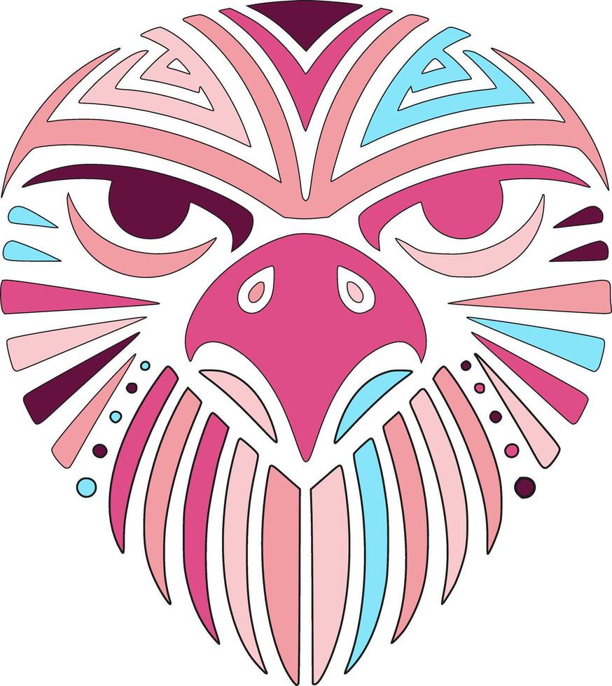 Ancient Stylized Tribal Falcon Face Design vector
