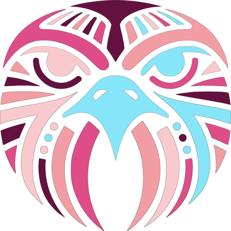 Mystical Stylized Tribal Falcon Face Design vector