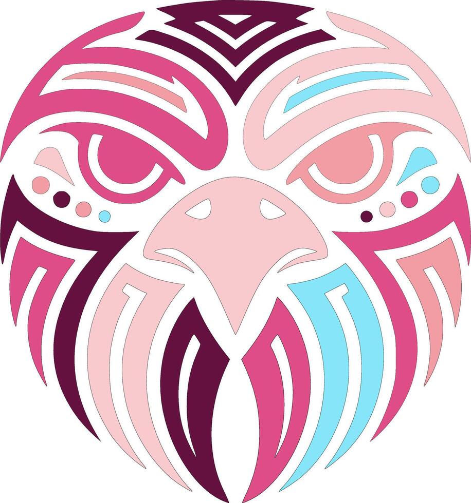 Iconic Stylized Tribal Falcon Face Design vector