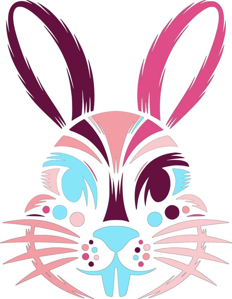 Decorated Tribal Brush Rabbit Face Design vector