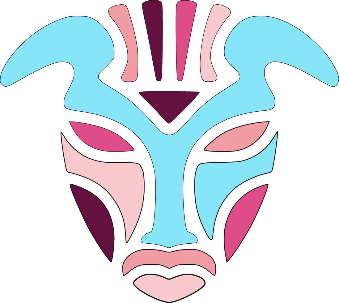 Fierce Stylized Tribal Oribi Face Design vector