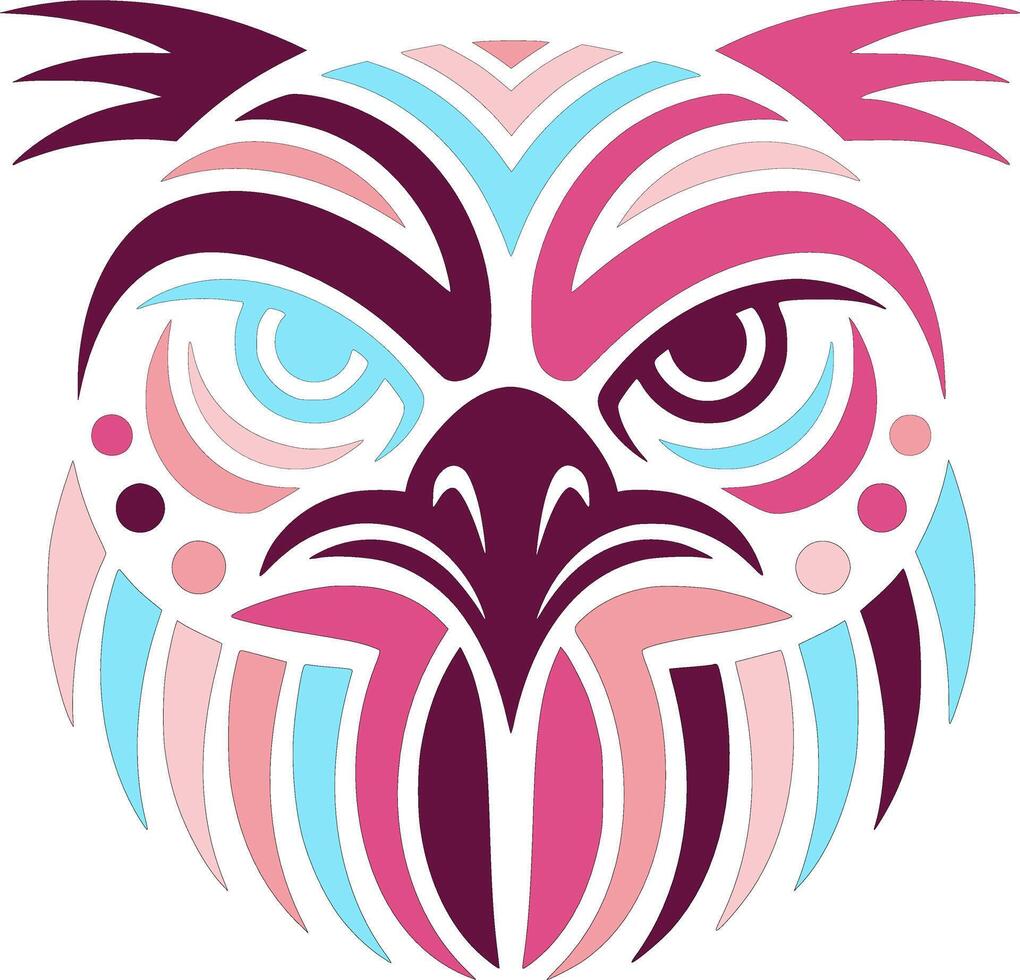 Mystical Stylized Tribal Hawk Face Design vector