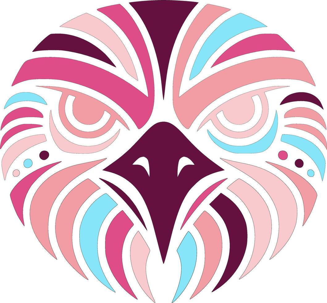 Iconic Stylized Tribal Hawk Face Design vector