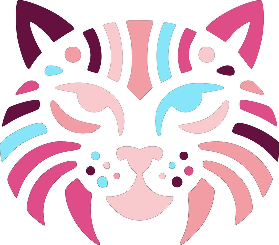 Decorated Stylized Tribal Wildcat Face Design vector