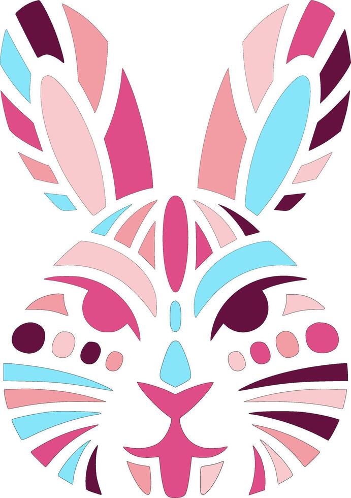 Elegant Tribal Brush Rabbit Face Design vector