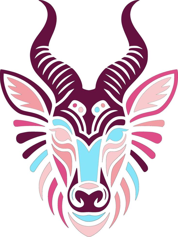 Fierce Stylized Tribal Grysbok Face Design vector