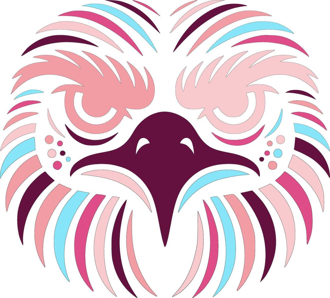 Mystical Stylized Tribal Eagle Face Design vector
